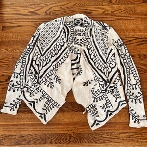 Johnny Was Biya Kiaskari Cropped Cardigan embroidered ties